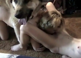 Dirty hottie seduced by the animals on cam